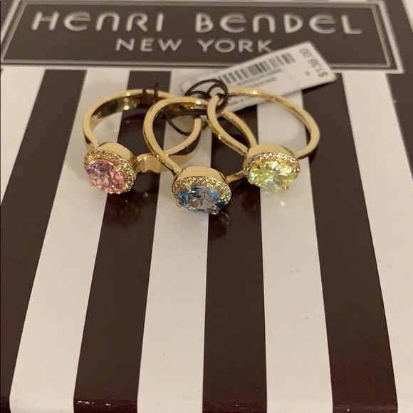 NWT HENRI BENDEL SWAROVSKI CRYSTAL RINGS x3 - Picture 2 of 5